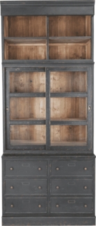Signature 'AMSTERDAM' Bücherregal aus Massivkiefer mit 6 schubladen - H240 cm - Schwarz