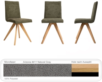 6x Stuhl Caja Varianten Polsterstuhl Massivholzstuhl Esszimmerstuhl Eiche natur lackiert, Arizona 4411 Natural Gray