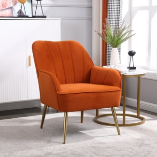 REDOM Loungesessel Eleganter Samt-Freizeitsessel (mit ergonomischem Design – Modern und Klassisch, Einfach zu Montieren, 1-St, Büro Freizeit Gepolsterte Einzelsofa Stuhl), Kaffee Stuhl mit Metallbeinen