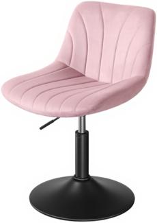 VASAGLE Schminkstuhl, Stizhocker, 65,5-77,5 cm höhenverstellbar, Barhocker, drehbar, Samt-Bezug, rosa