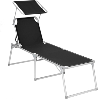 Songmics Sonnenliege verstellbar und klappbar, Aluminium / Kunstfaser Schwarz, 65 x 200 x 48 cm