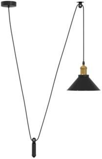 vidaXL Pendelleuchte Höhenverstellbar E27 Schwarz Glänzend Ø 22 cm 4103443