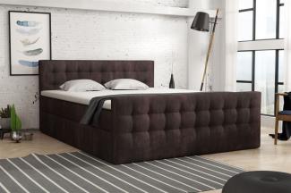 Boxspringbett Schlafzimmerbett ANKER Deluxe 140x200cm Stoff Preston Dunkelbraun