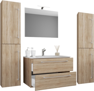 VCM Badmöbel Waschtisch Badinos 915087 Sonoma-Eiche H. 150 x B. 130 x T. 46 cm