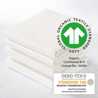 roba Spannbettlaken 'safe asleep®' 60 x 120 - 70 x 140 cm - GOTS & Oeko Tex 100 - Weiß