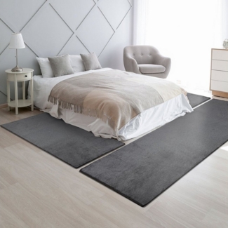 Floordirekt Hochflor-Bettumrandung Sundae Anthrazit 77, 3 Größen, Teppichläufer, Läufer-Set, Höhe 13.5 mm, (3-tlg), Velours