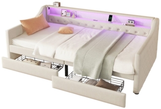 Odikalo Schlafsofa Daybett Tagesbett Fernbedienung Schubladen 90 x 200cm(ohne Matratze)