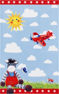 Kinderteppich- Baby Glück in Zwei Größen, Esel bim Spielen Kinderzimmer, Baby 140x200 cm, Rot