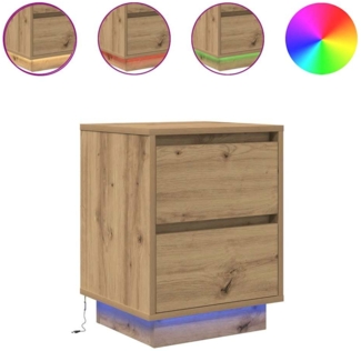 vidaXL Nachttische mit LED-Leuchten 2 Stk. Artisan-Eiche 38x34x50 cm 861300