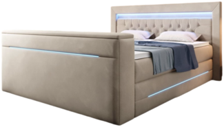 Boxspringbett Neptun mit TV Lift und RGB 160x200 Beige H3 (70-100kg)