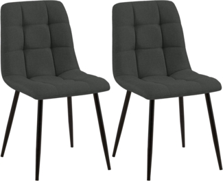 2er Set Esszimmerstuhl FIGAD - Stoff Dunkelgrau 45x55x84 cm | Essstühle Esszimmerstühle Küchenstühle Wohnzimmerstühle