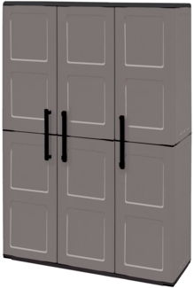 Dmora Amordel Outdoor-Garderobe, Outdoor-Möbel, Mehrzweck-Balkongarderobe, 100 % Made in Italy, Grau und Schwarz, kariertes Finish, 102 x 37 x 163 cm
