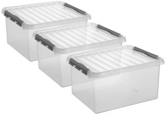 3 Stück Aufbewahrungsbox Q-Line 36L transparent mit Deckel Kunststoffbox