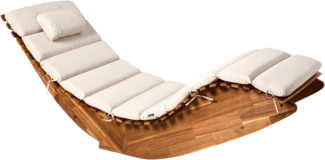 Sonnenliege mit Kissen BRESCIA PREMIUM Akazienholz Hellbeige