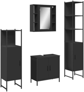 vidaXL 4-tlg. Badmöbel-Set Schwarz Holzwerkstoff 3214770