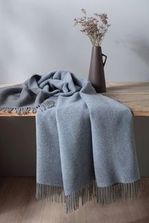 Biederlack 'Warm Shades' Kaschmirplaid, Wolle / Kaschmir blau / grau, 150 x 200