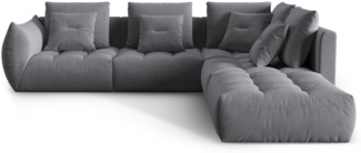 Micadoni Ecksofa Bloom 4-Sitzer Samt Dunkelgrau Rechts