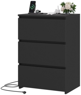 Homfa Nachttisch Nachtschrank Nachtkommode Nachtkonsole (1-St), mit 3 Schubladen, 2 AC-Steckdosen, 2 USB-Anschlüsse, 45x38x66 cm, Weiß