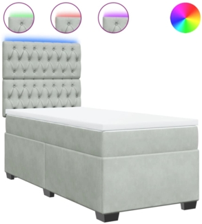 vidaXL Boxspringbett mit Matratze Hellgrau 80x200 cm Samt 3293068