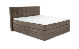 BOXSPRINGBETT 180x200 cm, 7-Zonen-Tonnentaschen-Federkernmatratzen H3, Topper, Bonell-Federkern, 2 Bettkästen, Cord Braun Taupe