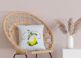 queence Dekokissen Zitrone mit Blätter, Beidseitig bedruckte Kissenhülle, Kissen 40x40 cm, inkl. Reißverschluss