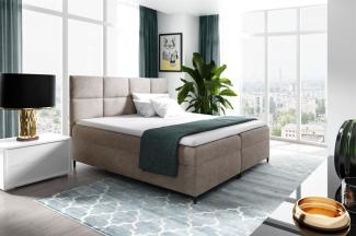 Boxspringbett Schlafzimmerbett NERA 140x200cm in Stoff Fresh Beige