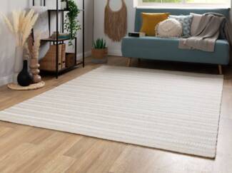 Handweb Teppich Habo - Schmale Streifen, Farbe: Beige, Größe: 160x230 cm