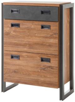 Schuhschrank im Industrial Design DALLAS-61 Stirling Oak Nb. mit Matera Anthrazit B/H/T ca. 75x100x40cm