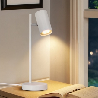 Nettlife Tischleuchte Schlafzimmer Schwarz/Weiß/Gold Schwenkbar 350° GU10 Nachttischlampe, Schwenkbar 350°, Nachttisch Nachtlicht aus Metall Schreibtischlampe Leselampe