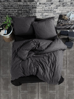 yadetextil Bettwäsche Bettwäsche 135x200, 155x220, 200x200, 200x220 I 240x220 cm Monza V1, Renforce, Bettwäsche-Set 135x200 cm. 2 teilig, Baumwolle Bettbezug anthrazit