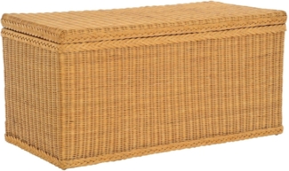 Krines Home Wäschetruhe Rattantruhe Groß Deckel Natur Rattan Truhe Aufbewahrung XL 100x50x50, Große Truhe mit viel Stauraum