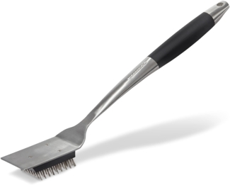 Enders® Premium Grillbürste, Edelstahl, viereckig, Griffbereich mit Soft-Touch-Beschichtung für komfortablen und rutschfesten Halt, Edelstahlborsten für effektive Reinigung, Grillzubehör, #8817