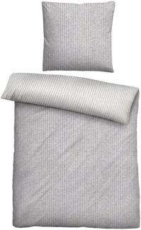 biberna Melange-Flanell Bettwäsche 0840507 WEBSTREIFEN, sturmgrau, 1x 155x220 cm + 1x 80x80 cm