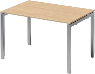 Bisley Cito höhenverstellbarer Schreibtisch 120x80 cm, Tischplatte in Ahorn, Gestell in Silber - PC Tisch für's Büro manuell höhenverstellbar, Computertisch verstellbar, DUH1208-MP-355