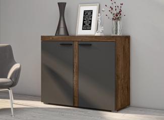 AX LIVING Schmal Kommode Spacoro 2D Eleganz, Modern in Lefkas/Graphit