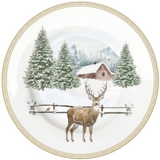 EasyLife Kuchenteller White Forest, Spülmaschinengeeignet, Weiß, Motiv: Winterwald