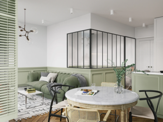 Vente-unique - Glaswand Ecklösung - 210 x 120 x 130 cm - thermolackiertes Aluminium - Schwarz - BAYVIEW