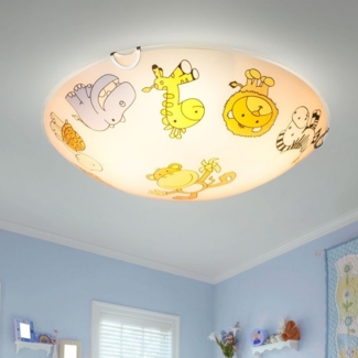 GLOBO LIGHTING Deckenleuchte, Leuchtmittel nicht inklusive, Kinderleuchte Deckenlampe Glas Kinderzimmerlampe rund, Glas bunt mit