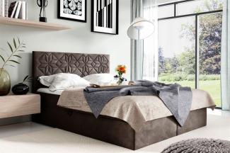 Boxspringbett Schlafzimmerbett 160x220cm LAZARO Nr. 1 Braun inkl. Bettkasten