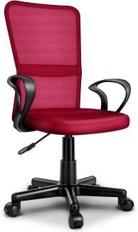 Tresko Schreibtischstuhl mit Armlehnen & Kunststoff-Leichtlaufrollen, stufenlos höhenverstellbar, weinrot