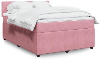 vidaXL Boxspringbett mit Matratze Rosa 140x200 cm Samt 3287757