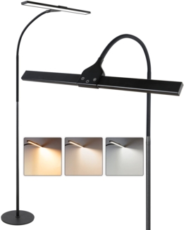 ZMH LED Stehlampe Standleuchte Leselampe - 156CM Stehleuchte Dimmbar Bro Standlampe Schlafzimmer Schwarz Modern Touch 10W Lesestehlampe mit Timer und Memory Funktion fr Wohnzimmer