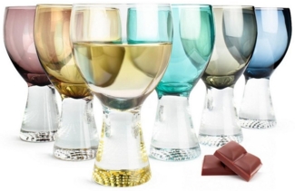 6 bunte Weingläser 300ml auf Fuß Rotweingläser Weißweingläser Cocktailgläser