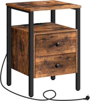 HOOBRO Nachttisch mit Ladestation 2 Schubladen USB-Anschlüssen 40 x 40 x 61 cm