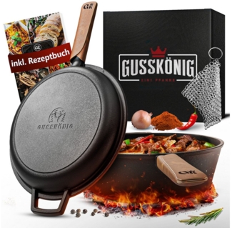 GUSSKÖNIG Grilltopf GUSSKÖNIG Pfannentopf - 2in1 Eingebrannter Topf 3L & Gusspfanne 1,5L, Gusseisen, DUTCH OVEN ZUBEHÖR