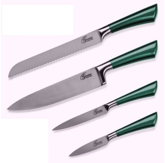 Genius - Profi Messer-Set 4-tlg. grün Edelstahl Küchenmesser Kochmesser 21272