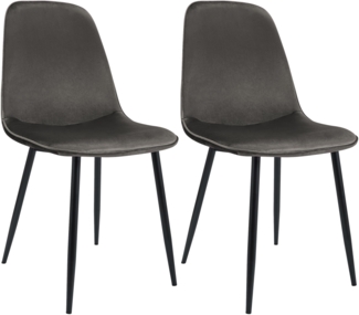 2er Set Esszimmerstuhl RAZON - Samt Anthrazit 45x54x88 cm | Essstühle Esszimmerstühle Küchenstühle Wohnzimmerstühle