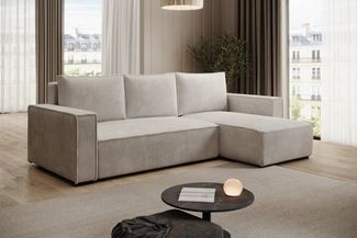 storez24 Ecksofa Letto, mit Bettkasten und Schlaffunktion, Cordstoff, L-Form, bequem