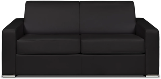 Vente-unique - Schlafsofa mit Matratze 3-Sitzer - Liegefläche 140 cm - Matratze 18 cm - Büffelleder - Schwarz - CALITO