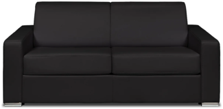 Vente-unique - Schlafsofa mit Matratze 3-Sitzer - Liegefläche 140 cm - Matratze 18 cm - Büffelleder - Schwarz - CALITO